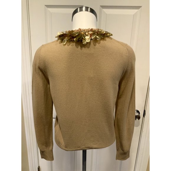 Marc Jacobs Tan Button-up Cardigan W/ Jewel Collar, Size Small - Picture 5 of 7
